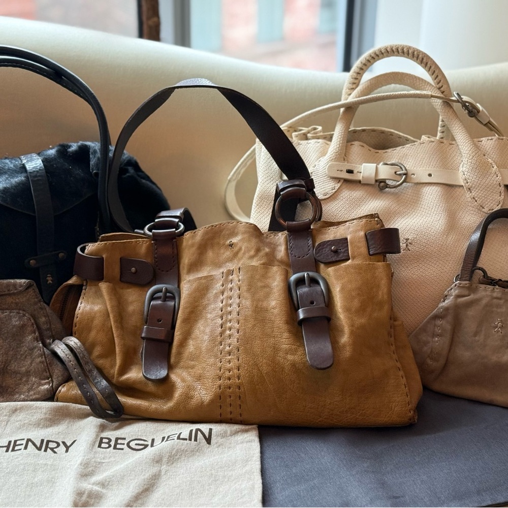 Four Henry Beguelin Italian Leather Tote Bags